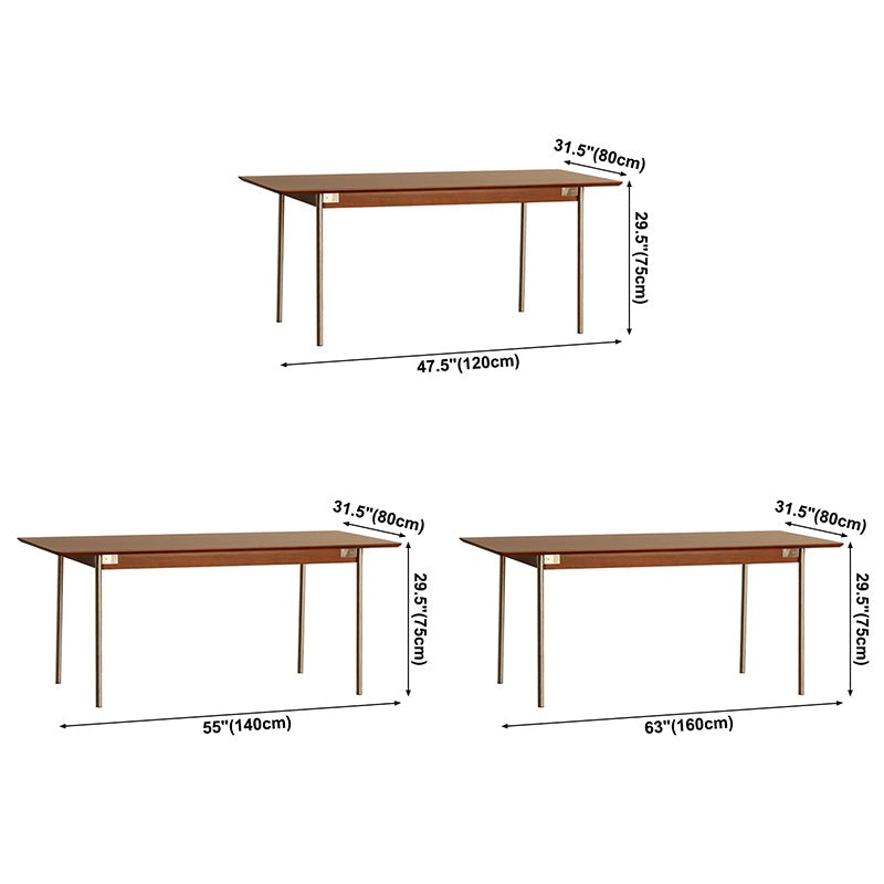 Minimalist Kitchen Brown Dining Table Rectangle Shape Solid Wood Dining Table with 4 Legs Base Clearhalo ' dining_table' 'Dining Tables & Seating' 'Dining Tables' 'furn' 'furn_dining_table' 'Furniture' 'furniture_dining_table' 'Kitchen & Dining Furniture' 'kitchen&dining_furn' 'kitchen' 'kitchen_dining_table' 3739415