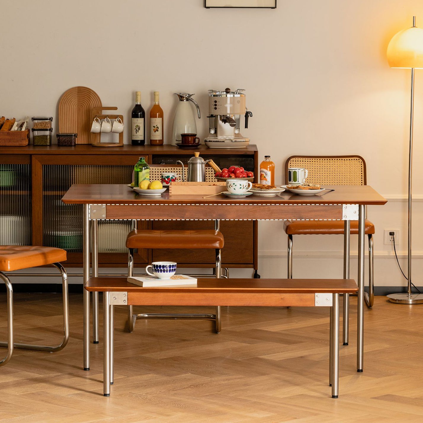 Minimalist Kitchen Brown Dining Table Rectangle Shape Solid Wood Dining Table with 4 Legs Base Clearhalo ' dining_table' 'Dining Tables & Seating' 'Dining Tables' 'furn' 'furn_dining_table' 'Furniture' 'furniture_dining_table' 'Kitchen & Dining Furniture' 'kitchen&dining_furn' 'kitchen' 'kitchen_dining_table' 3739416