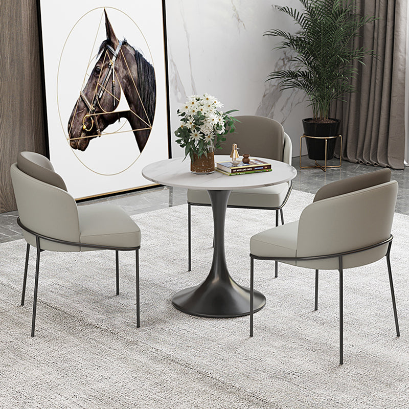 Round Sintered Stone White Dining Table Simplicity Tulip Table for Dining Room Clearhalo ' dining_table' 'Dining Tables & Seating' 'Dining Tables' 'furn' 'furn_dining_table' 'Furniture' 'furniture_dining_table' 'Kitchen & Dining Furniture' 'kitchen&dining_furn' 'kitchen' 'kitchen_dining_table' 3739419