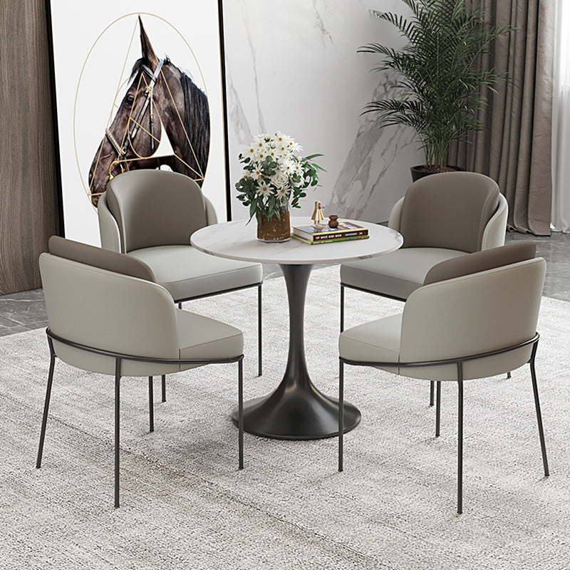 Round Sintered Stone White Dining Table Simplicity Tulip Table for Dining Room Clearhalo ' dining_table' 'Dining Tables & Seating' 'Dining Tables' 'furn' 'furn_dining_table' 'Furniture' 'furniture_dining_table' 'Kitchen & Dining Furniture' 'kitchen&dining_furn' 'kitchen' 'kitchen_dining_table' 3739420