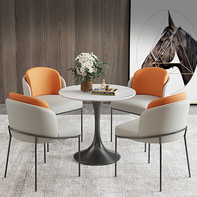 Round Sintered Stone White Dining Table Simplicity Tulip Table for Dining Room Clearhalo ' dining_table' 'Dining Tables & Seating' 'Dining Tables' 'furn' 'furn_dining_table' 'Furniture' 'furniture_dining_table' 'Kitchen & Dining Furniture' 'kitchen&dining_furn' 'kitchen' 'kitchen_dining_table' 3739425