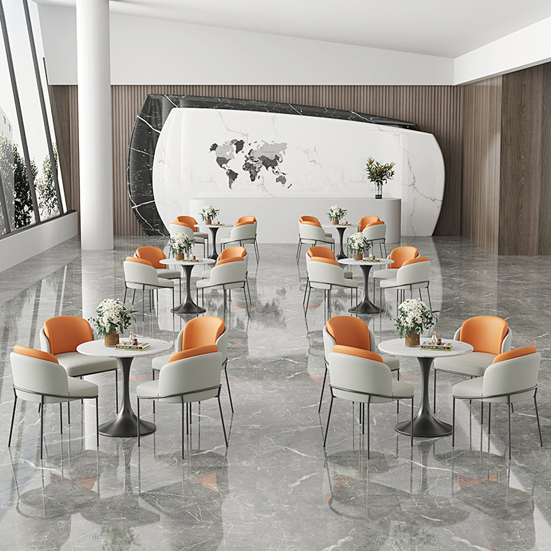 Round Sintered Stone White Dining Table Simplicity Tulip Table for Dining Room Clearhalo ' dining_table' 'Dining Tables & Seating' 'Dining Tables' 'furn' 'furn_dining_table' 'Furniture' 'furniture_dining_table' 'Kitchen & Dining Furniture' 'kitchen&dining_furn' 'kitchen' 'kitchen_dining_table' 3739427