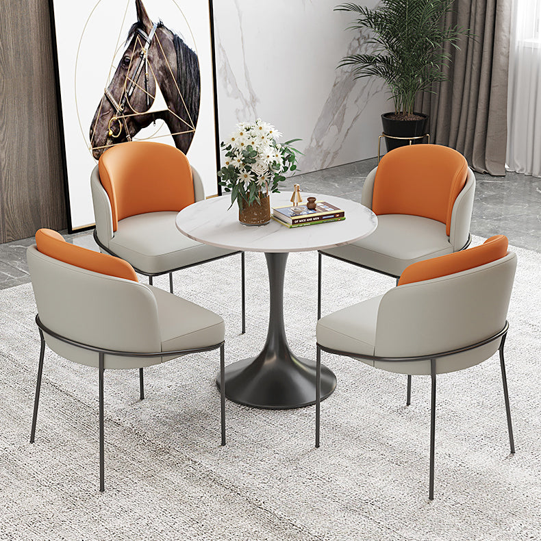 Round Sintered Stone White Dining Table Simplicity Tulip Table for Dining Room Clearhalo ' dining_table' 'Dining Tables & Seating' 'Dining Tables' 'furn' 'furn_dining_table' 'Furniture' 'furniture_dining_table' 'Kitchen & Dining Furniture' 'kitchen&dining_furn' 'kitchen' 'kitchen_dining_table' 3739428