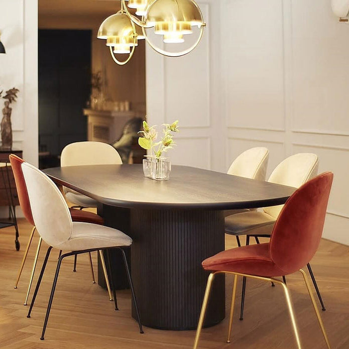 Oval Double Pedestal Dining Site Table Contemporary Style Dinette Table Clearhalo ' dining_table' 'Dining Tables & Seating' 'Dining Tables' 'furn' 'furn_dining_table' 'Furniture' 'furniture_dining_table' 'Kitchen & Dining Furniture' 'kitchen&dining_furn' 'kitchen' 'kitchen_dining_table' 3739433