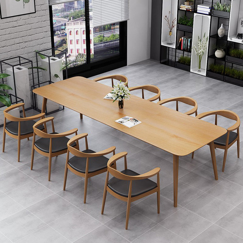 Rectangle Shape Modern Dining Table Wood Color Fixed Table with Solid Wood Clearhalo ' dining_table' 'Dining Tables & Seating' 'Dining Tables' 'furn' 'furn_dining_table' 'Furniture' 'furniture_dining_table' 'Kitchen & Dining Furniture' 'kitchen&dining_furn' 'kitchen' 'kitchen_dining_table' 3739442