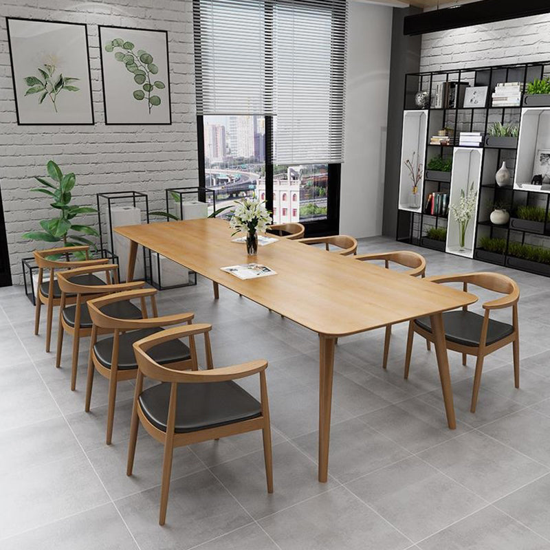 Rectangle Shape Modern Dining Table Wood Color Fixed Table with Solid Wood Clearhalo ' dining_table' 'Dining Tables & Seating' 'Dining Tables' 'furn' 'furn_dining_table' 'Furniture' 'furniture_dining_table' 'Kitchen & Dining Furniture' 'kitchen&dining_furn' 'kitchen' 'kitchen_dining_table' 3739443