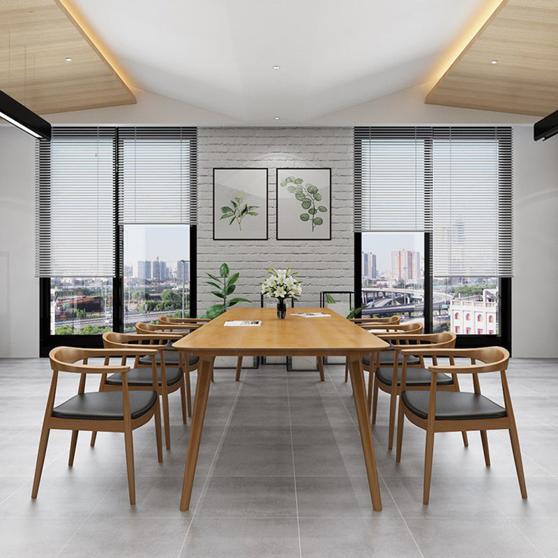 Rectangle Shape Modern Dining Table Wood Color Fixed Table with Solid Wood Clearhalo ' dining_table' 'Dining Tables & Seating' 'Dining Tables' 'furn' 'furn_dining_table' 'Furniture' 'furniture_dining_table' 'Kitchen & Dining Furniture' 'kitchen&dining_furn' 'kitchen' 'kitchen_dining_table' 3739444