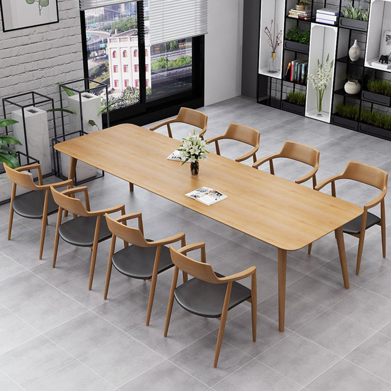 Rectangle Shape Modern Dining Table Wood Color Fixed Table with Solid Wood Clearhalo ' dining_table' 'Dining Tables & Seating' 'Dining Tables' 'furn' 'furn_dining_table' 'Furniture' 'furniture_dining_table' 'Kitchen & Dining Furniture' 'kitchen&dining_furn' 'kitchen' 'kitchen_dining_table' 3739445