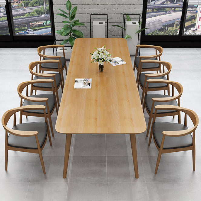Rectangle Shape Modern Dining Table Wood Color Fixed Table with Solid Wood Clearhalo ' dining_table' 'Dining Tables & Seating' 'Dining Tables' 'furn' 'furn_dining_table' 'Furniture' 'furniture_dining_table' 'Kitchen & Dining Furniture' 'kitchen&dining_furn' 'kitchen' 'kitchen_dining_table' 3739449