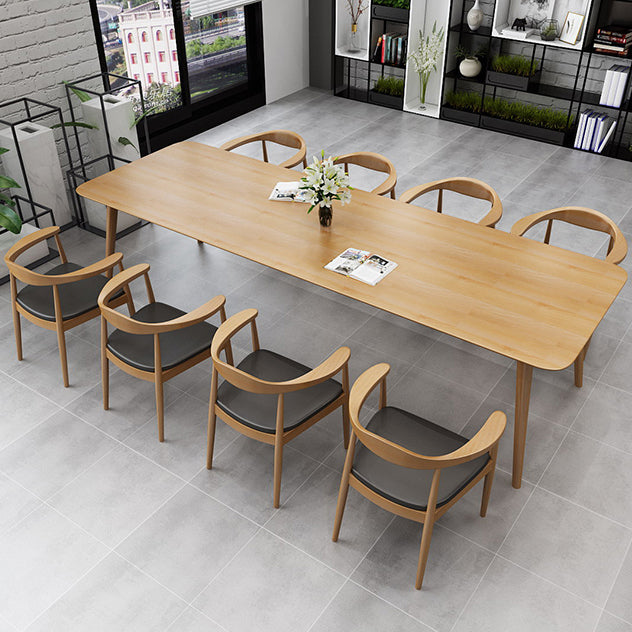 Rectangle Shape Modern Dining Table Wood Color Fixed Table with Solid Wood Clearhalo ' dining_table' 'Dining Tables & Seating' 'Dining Tables' 'furn' 'furn_dining_table' 'Furniture' 'furniture_dining_table' 'Kitchen & Dining Furniture' 'kitchen&dining_furn' 'kitchen' 'kitchen_dining_table' 3739450