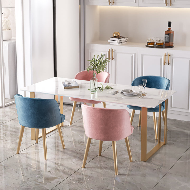 Contemporary White Standard Dining Table Rectangle Sintered Stone Dining Table for Kitchen Clearhalo ' dining_table' 'Dining Tables & Seating' 'Dining Tables' 'furn' 'furn_dining_table' 'Furniture' 'furniture_dining_table' 'Kitchen & Dining Furniture' 'kitchen&dining_furn' 'kitchen' 'kitchen_dining_table' 3739453