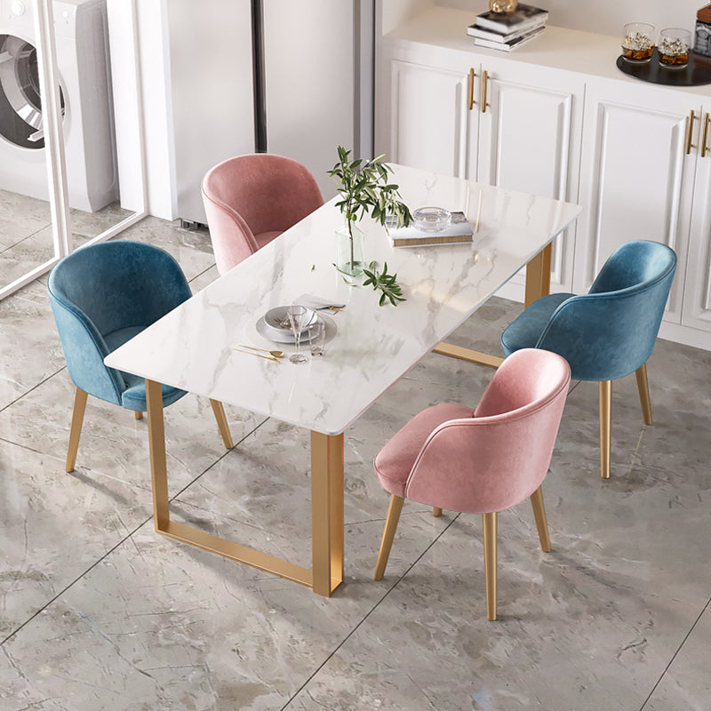 Contemporary White Standard Dining Table Rectangle Sintered Stone Dining Table for Kitchen Clearhalo ' dining_table' 'Dining Tables & Seating' 'Dining Tables' 'furn' 'furn_dining_table' 'Furniture' 'furniture_dining_table' 'Kitchen & Dining Furniture' 'kitchen&dining_furn' 'kitchen' 'kitchen_dining_table' 3739455
