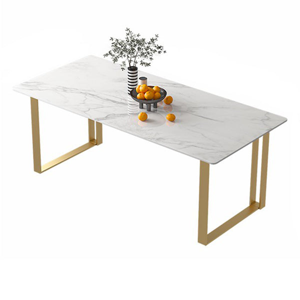 Contemporary White Standard Dining Table Rectangle Sintered Stone Dining Table for Kitchen Without Chairs Clearhalo ' dining_table' 'Dining Tables & Seating' 'Dining Tables' 'furn' 'furn_dining_table' 'Furniture' 'furniture_dining_table' 'Kitchen & Dining Furniture' 'kitchen&dining_furn' 'kitchen' 'kitchen_dining_table' 3739457