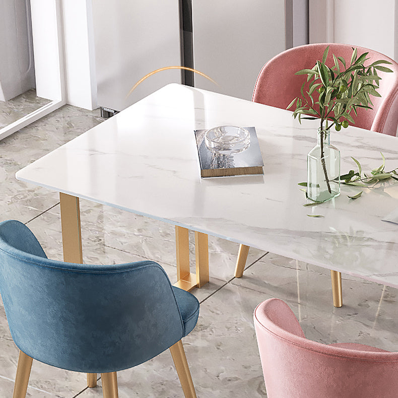 Contemporary White Standard Dining Table Rectangle Sintered Stone Dining Table for Kitchen Clearhalo ' dining_table' 'Dining Tables & Seating' 'Dining Tables' 'furn' 'furn_dining_table' 'Furniture' 'furniture_dining_table' 'Kitchen & Dining Furniture' 'kitchen&dining_furn' 'kitchen' 'kitchen_dining_table' 3739458