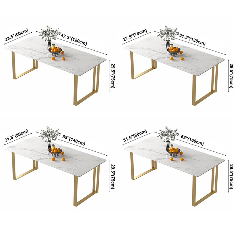 Contemporary White Standard Dining Table Rectangle Sintered Stone Dining Table for Kitchen Clearhalo ' dining_table' 'Dining Tables & Seating' 'Dining Tables' 'furn' 'furn_dining_table' 'Furniture' 'furniture_dining_table' 'Kitchen & Dining Furniture' 'kitchen&dining_furn' 'kitchen' 'kitchen_dining_table' 3739459