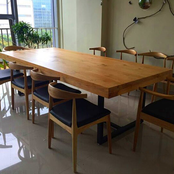 Industrial Dining Site Table Solid Wood Dining Room Furniture with Trestle Base Clearhalo ' dining_table' 'Dining Tables & Seating' 'Dining Tables' 'furn' 'furn_dining_table' 'Furniture' 'furniture_dining_table' 'Kitchen & Dining Furniture' 'kitchen&dining_furn' 'kitchen' 'kitchen_dining_table' 3739468