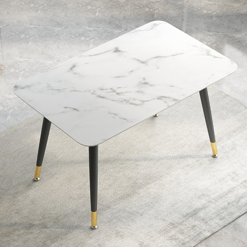 Minimalist Rectangle Shape Standard Dining Table Sintered Stone Dining Table for Kitchen White Without Chairs Clearhalo ' dining_table' 'Dining Tables & Seating' 'Dining Tables' 'furn' 'furn_dining_table' 'Furniture' 'furniture_dining_table' 'Kitchen & Dining Furniture' 'kitchen&dining_furn' 'kitchen' 'kitchen_dining_table' 3739495
