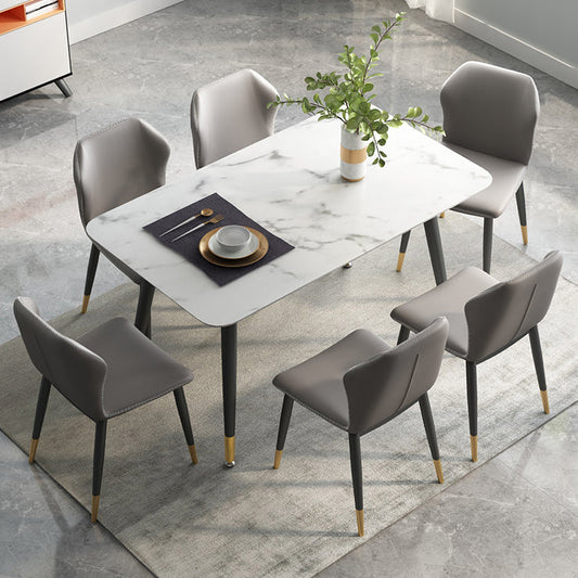 Minimalist Rectangle Shape Standard Dining Table Sintered Stone Dining Table for Kitchen