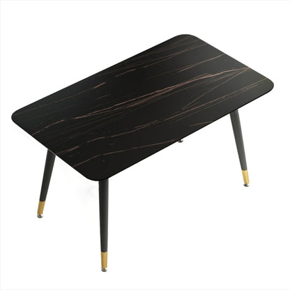 Minimalist Rectangle Shape Standard Dining Table Sintered Stone Dining Table for Kitchen Black Without Chairs Clearhalo ' dining_table' 'Dining Tables & Seating' 'Dining Tables' 'furn' 'furn_dining_table' 'Furniture' 'furniture_dining_table' 'Kitchen & Dining Furniture' 'kitchen&dining_furn' 'kitchen' 'kitchen_dining_table' 3739499