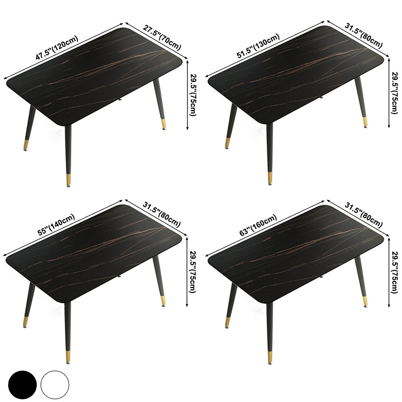 Minimalist Rectangle Shape Standard Dining Table Sintered Stone Dining Table for Kitchen Clearhalo ' dining_table' 'Dining Tables & Seating' 'Dining Tables' 'furn' 'furn_dining_table' 'Furniture' 'furniture_dining_table' 'Kitchen & Dining Furniture' 'kitchen&dining_furn' 'kitchen' 'kitchen_dining_table' 3739504