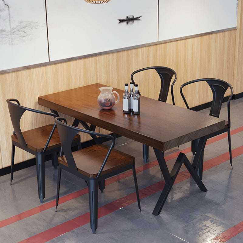 Industrial Rectangle Dining Room Table Pine Solid Wood Table with Black Double Pedestal Clearhalo ' dining_table' 'Dining Tables & Seating' 'Dining Tables' 'furn' 'furn_dining_table' 'Furniture' 'furniture_dining_table' 'Kitchen & Dining Furniture' 'kitchen&dining_furn' 'kitchen' 'kitchen_dining_table' 3739509