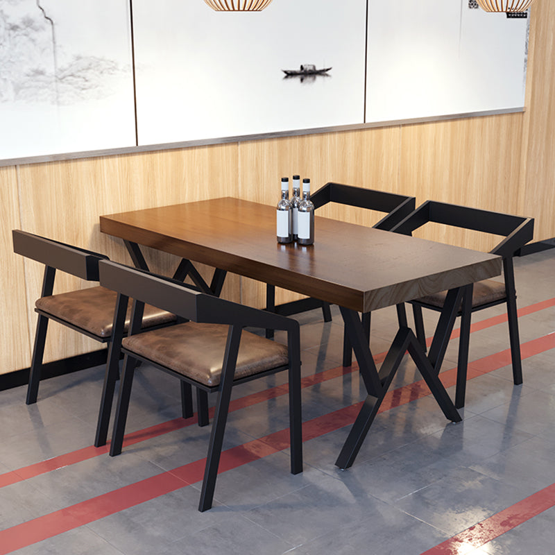 Industrial Rectangle Dining Room Table Pine Solid Wood Table with Black Double Pedestal Clearhalo ' dining_table' 'Dining Tables & Seating' 'Dining Tables' 'furn' 'furn_dining_table' 'Furniture' 'furniture_dining_table' 'Kitchen & Dining Furniture' 'kitchen&dining_furn' 'kitchen' 'kitchen_dining_table' 3739511