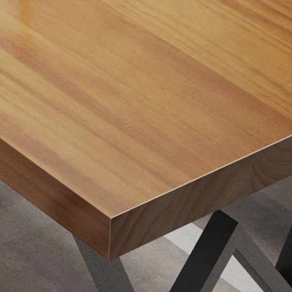 Industrial Rectangle Dining Room Table Pine Solid Wood Table with Black Double Pedestal Clearhalo ' dining_table' 'Dining Tables & Seating' 'Dining Tables' 'furn' 'furn_dining_table' 'Furniture' 'furniture_dining_table' 'Kitchen & Dining Furniture' 'kitchen&dining_furn' 'kitchen' 'kitchen_dining_table' 3739513