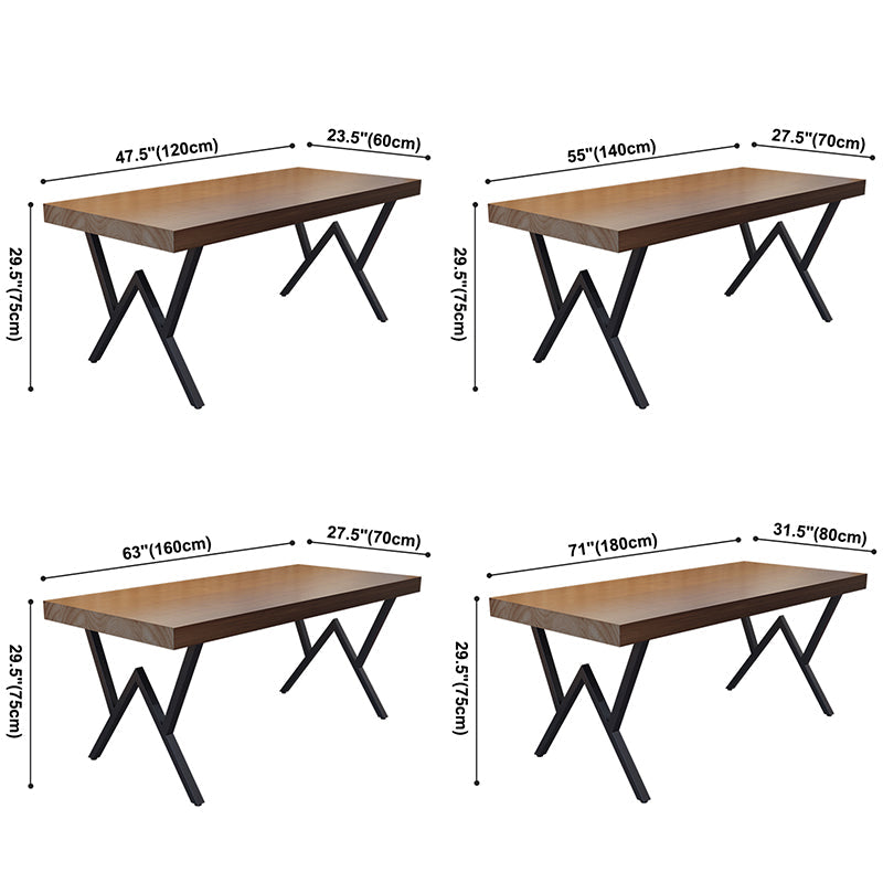 Industrial Rectangle Dining Room Table Pine Solid Wood Table with Black Double Pedestal Clearhalo ' dining_table' 'Dining Tables & Seating' 'Dining Tables' 'furn' 'furn_dining_table' 'Furniture' 'furniture_dining_table' 'Kitchen & Dining Furniture' 'kitchen&dining_furn' 'kitchen' 'kitchen_dining_table' 3739517