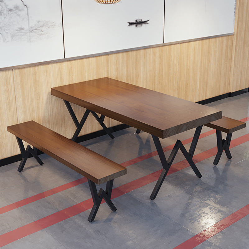 Industrial Rectangle Dining Room Table Pine Solid Wood Table with Black Double Pedestal Clearhalo ' dining_table' 'Dining Tables & Seating' 'Dining Tables' 'furn' 'furn_dining_table' 'Furniture' 'furniture_dining_table' 'Kitchen & Dining Furniture' 'kitchen&dining_furn' 'kitchen' 'kitchen_dining_table' 3739520