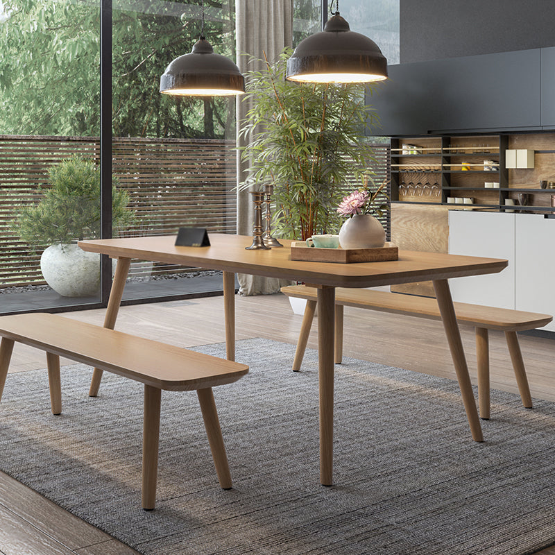 Contemporary Kitchen Khaki Dining Table Solid Wood Rectangle Dining Table with 4 Legs Base Without Chairs Clearhalo ' dining_table' 'Dining Tables & Seating' 'Dining Tables' 'furn' 'furn_dining_table' 'Furniture' 'furniture_dining_table' 'Kitchen & Dining Furniture' 'kitchen&dining_furn' 'kitchen' 'kitchen_dining_table' 3739535