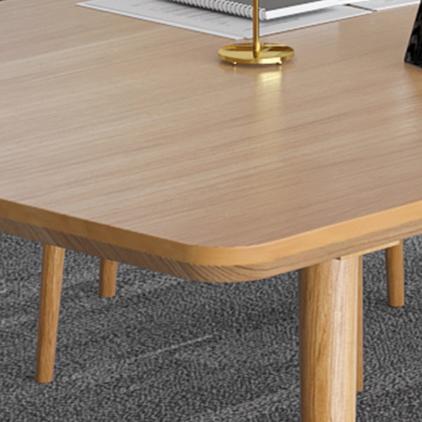 Contemporary Kitchen Khaki Dining Table Solid Wood Rectangle Dining Table with 4 Legs Base Clearhalo ' dining_table' 'Dining Tables & Seating' 'Dining Tables' 'furn' 'furn_dining_table' 'Furniture' 'furniture_dining_table' 'Kitchen & Dining Furniture' 'kitchen&dining_furn' 'kitchen' 'kitchen_dining_table' 3739538