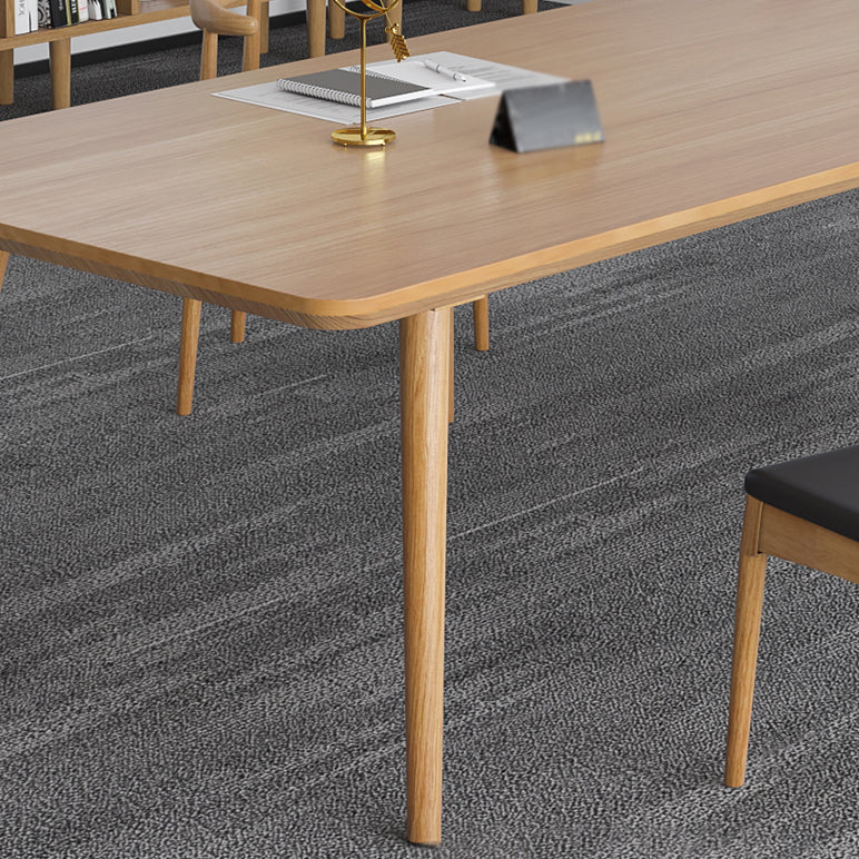 Contemporary Kitchen Khaki Dining Table Solid Wood Rectangle Dining Table with 4 Legs Base Clearhalo ' dining_table' 'Dining Tables & Seating' 'Dining Tables' 'furn' 'furn_dining_table' 'Furniture' 'furniture_dining_table' 'Kitchen & Dining Furniture' 'kitchen&dining_furn' 'kitchen' 'kitchen_dining_table' 3739540