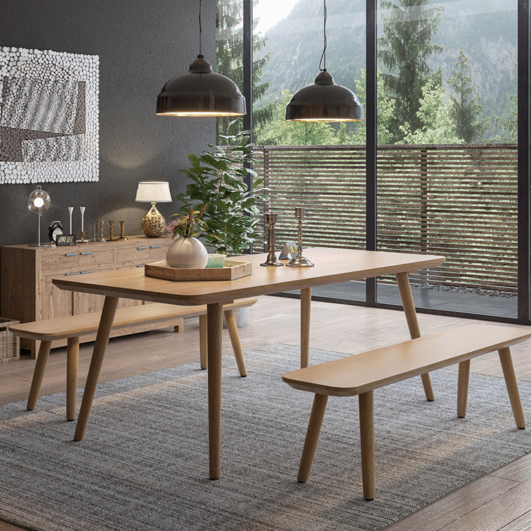 Contemporary Kitchen Khaki Dining Table Solid Wood Rectangle Dining Table with 4 Legs Base Clearhalo ' dining_table' 'Dining Tables & Seating' 'Dining Tables' 'furn' 'furn_dining_table' 'Furniture' 'furniture_dining_table' 'Kitchen & Dining Furniture' 'kitchen&dining_furn' 'kitchen' 'kitchen_dining_table' 3739546