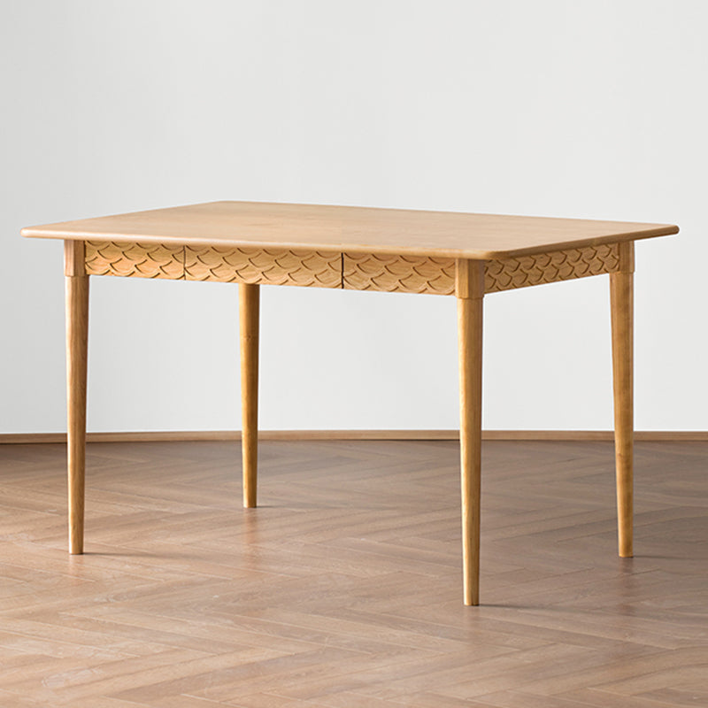Simplicity Rectangle 4-foot Home Furniture Solid Wood Dining Table with Drawer Natural Without Chairs Clearhalo ' dining_table' 'Dining Tables & Seating' 'Dining Tables' 'furn' 'furn_dining_table' 'Furniture' 'furniture_dining_table' 'Kitchen & Dining Furniture' 'kitchen&dining_furn' 'kitchen' 'kitchen_dining_table' 3739607
