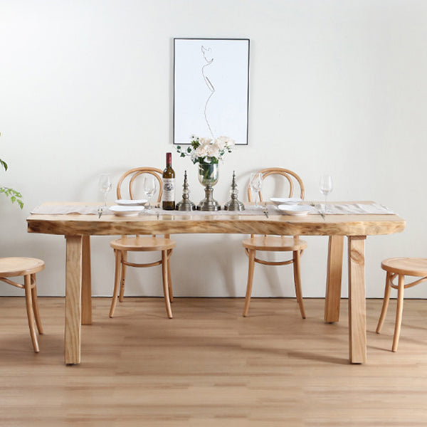 Modern Khaki Solid Wood Dining Table Rectangle Kitchen Dining Table with 4 Legs Base Clearhalo ' dining_table' 'Dining Tables & Seating' 'Dining Tables' 'furn' 'furn_dining_table' 'Furniture' 'furniture_dining_table' 'Kitchen & Dining Furniture' 'kitchen&dining_furn' 'kitchen' 'kitchen_dining_table' 3739644