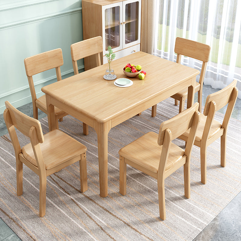 Rubberwood Dining Table Rectangle Solid Wood 4 Legs Wood Base Table for Home Clearhalo ' dining_table' 'Dining Tables & Seating' 'Dining Tables' 'furn' 'furn_dining_table' 'Furniture' 'furniture_dining_table' 'Kitchen & Dining Furniture' 'kitchen&dining_furn' 'kitchen' 'kitchen_dining_table' 3739659