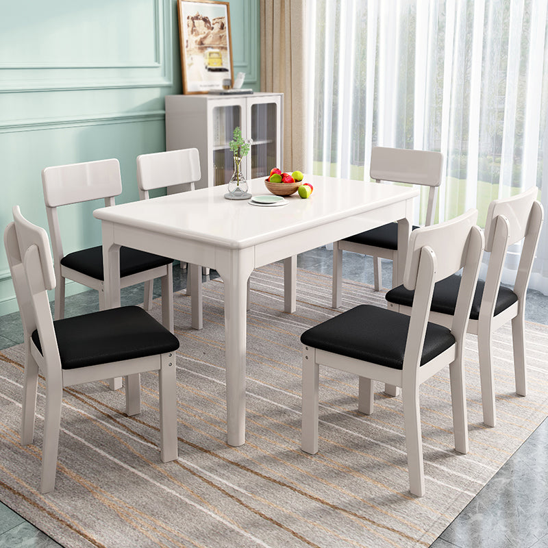Rubberwood Dining Table Rectangle Solid Wood 4 Legs Wood Base Table for Home Clearhalo ' dining_table' 'Dining Tables & Seating' 'Dining Tables' 'furn' 'furn_dining_table' 'Furniture' 'furniture_dining_table' 'Kitchen & Dining Furniture' 'kitchen&dining_furn' 'kitchen' 'kitchen_dining_table' 3739660