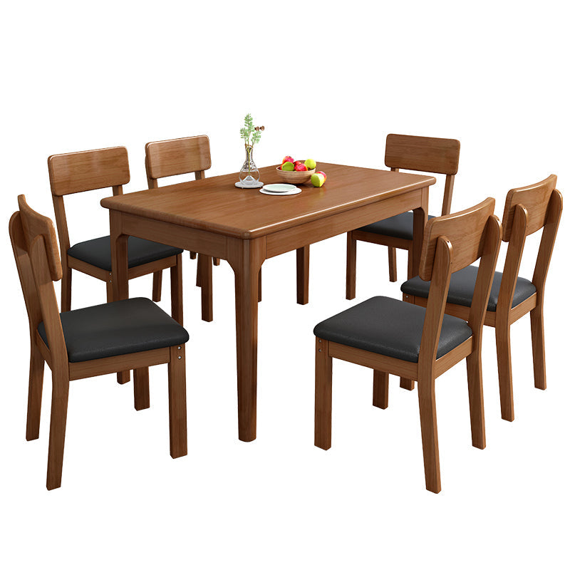 Rubberwood Dining Table Rectangle Solid Wood 4 Legs Wood Base Table for Home Clearhalo ' dining_table' 'Dining Tables & Seating' 'Dining Tables' 'furn' 'furn_dining_table' 'Furniture' 'furniture_dining_table' 'Kitchen & Dining Furniture' 'kitchen&dining_furn' 'kitchen' 'kitchen_dining_table' 3739665