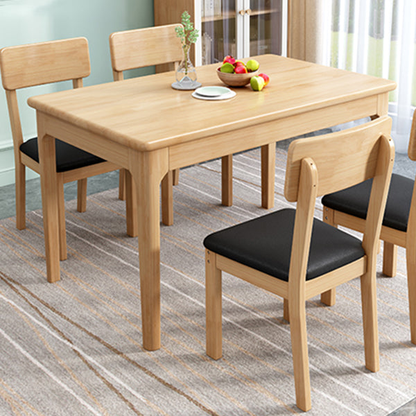 Rubberwood Dining Table Rectangle Solid Wood 4 Legs Wood Base Table for Home Clearhalo ' dining_table' 'Dining Tables & Seating' 'Dining Tables' 'furn' 'furn_dining_table' 'Furniture' 'furniture_dining_table' 'Kitchen & Dining Furniture' 'kitchen&dining_furn' 'kitchen' 'kitchen_dining_table' 3739667