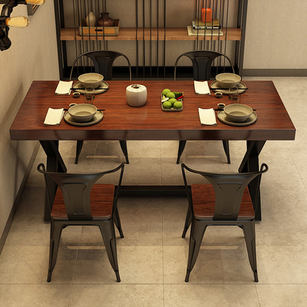 Industrial Rectangle Dining Room Table Pine Solid Wood Table with Black Trestle Base Clearhalo ' dining_table' 'Dining Tables & Seating' 'Dining Tables' 'furn' 'furn_dining_table' 'Furniture' 'furniture_dining_table' 'Kitchen & Dining Furniture' 'kitchen&dining_furn' 'kitchen' 'kitchen_dining_table' 3739670