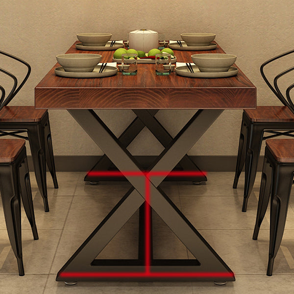 Industrial Rectangle Dining Room Table Pine Solid Wood Table with Black Trestle Base Clearhalo ' dining_table' 'Dining Tables & Seating' 'Dining Tables' 'furn' 'furn_dining_table' 'Furniture' 'furniture_dining_table' 'Kitchen & Dining Furniture' 'kitchen&dining_furn' 'kitchen' 'kitchen_dining_table' 3739674