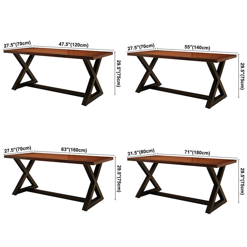 Industrial Rectangle Dining Room Table Pine Solid Wood Table with Black Trestle Base Clearhalo ' dining_table' 'Dining Tables & Seating' 'Dining Tables' 'furn' 'furn_dining_table' 'Furniture' 'furniture_dining_table' 'Kitchen & Dining Furniture' 'kitchen&dining_furn' 'kitchen' 'kitchen_dining_table' 3739677
