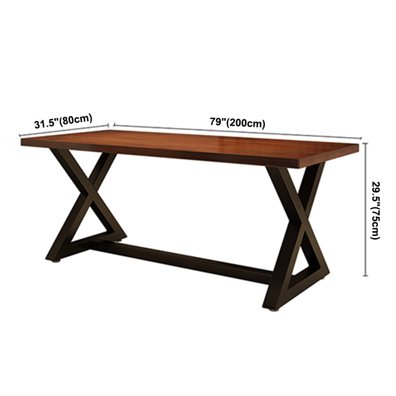 Industrial Rectangle Dining Room Table Pine Solid Wood Table with Black Trestle Base Clearhalo ' dining_table' 'Dining Tables & Seating' 'Dining Tables' 'furn' 'furn_dining_table' 'Furniture' 'furniture_dining_table' 'Kitchen & Dining Furniture' 'kitchen&dining_furn' 'kitchen' 'kitchen_dining_table' 3739678