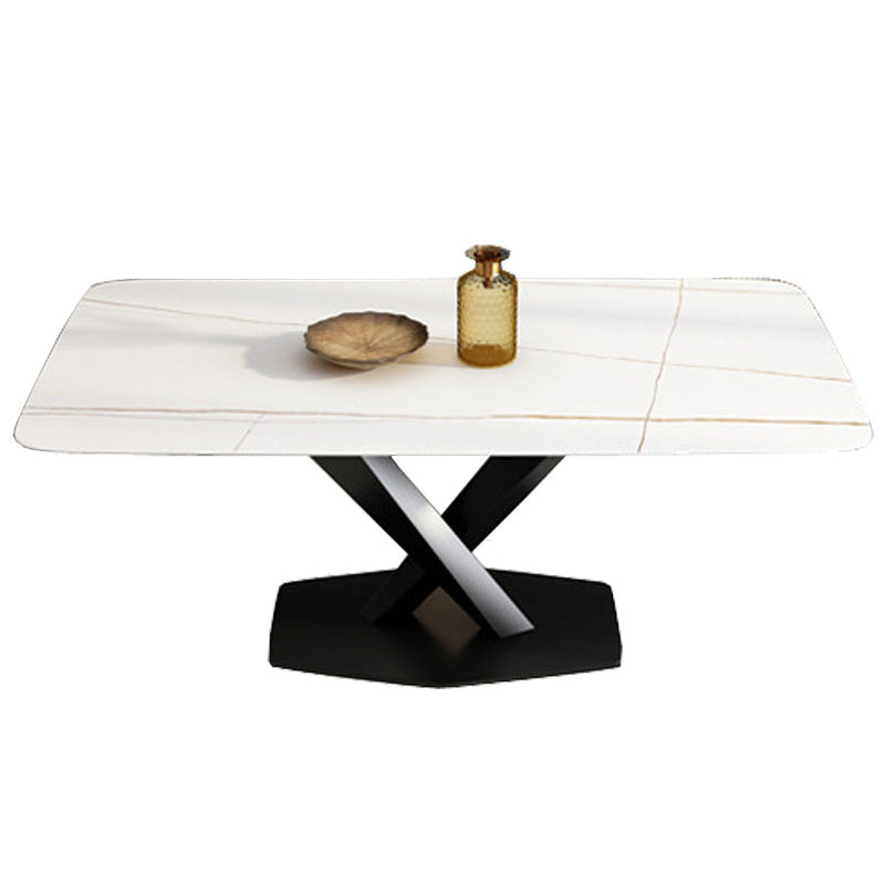 Traditional Luxury Stone Table Rectangle Pedestal Casual Dining Table for Home Black Without Chairs Clearhalo ' dining_table' 'Dining Tables & Seating' 'Dining Tables' 'furn' 'furn_dining_table' 'Furniture' 'furniture_dining_table' 'Kitchen & Dining Furniture' 'kitchen&dining_furn' 'kitchen' 'kitchen_dining_table' 3739694