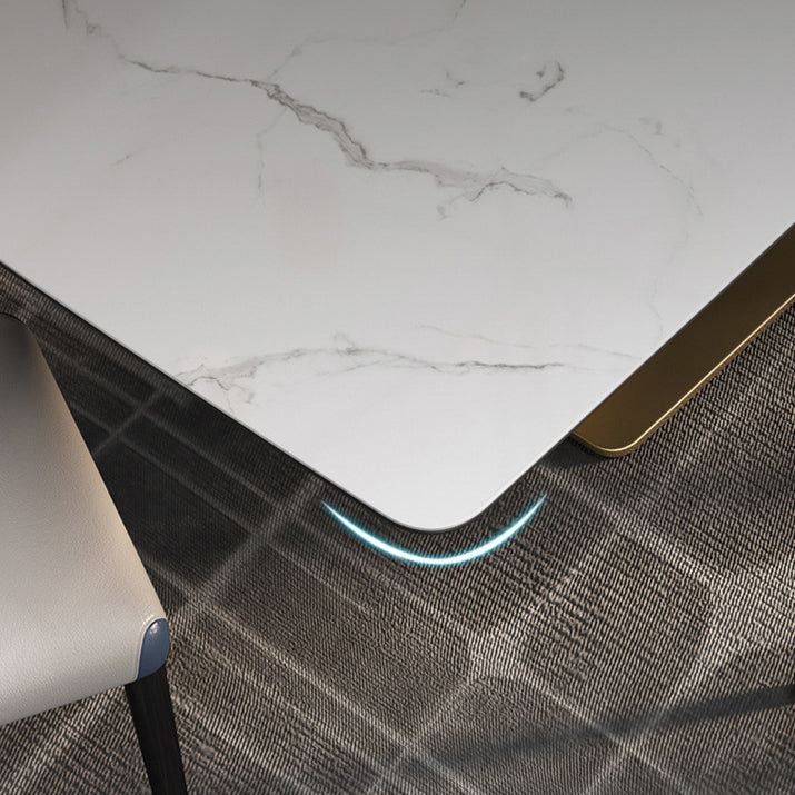 Traditional Luxury Stone Table Rectangle Pedestal Casual Dining Table for Home Clearhalo ' dining_table' 'Dining Tables & Seating' 'Dining Tables' 'furn' 'furn_dining_table' 'Furniture' 'furniture_dining_table' 'Kitchen & Dining Furniture' 'kitchen&dining_furn' 'kitchen' 'kitchen_dining_table' 3739699