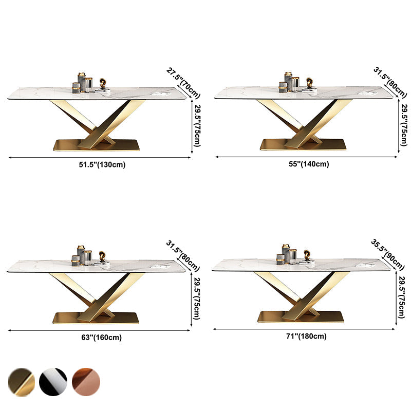 Traditional Luxury Stone Table Rectangle Pedestal Casual Dining Table for Home Clearhalo ' dining_table' 'Dining Tables & Seating' 'Dining Tables' 'furn' 'furn_dining_table' 'Furniture' 'furniture_dining_table' 'Kitchen & Dining Furniture' 'kitchen&dining_furn' 'kitchen' 'kitchen_dining_table' 3739702