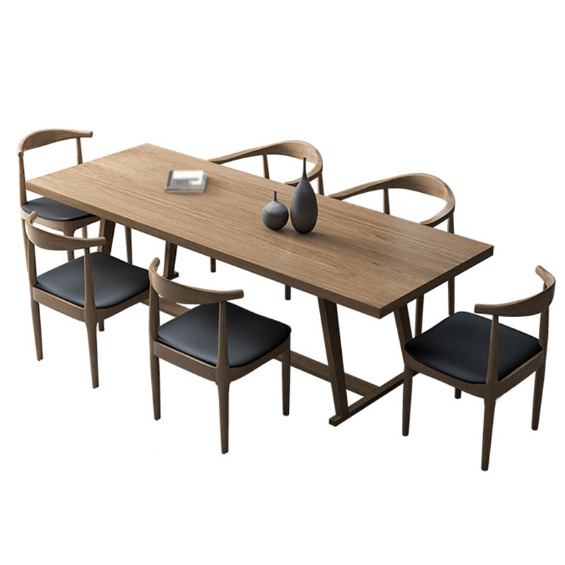 Pinewood Solid Wood Brown Tone Dining Table Simplicity Trestle Base Table for Dining Room Clearhalo ' dining_table' 'Dining Tables & Seating' 'Dining Tables' 'furn' 'furn_dining_table' 'Furniture' 'furniture_dining_table' 'Kitchen & Dining Furniture' 'kitchen&dining_furn' 'kitchen' 'kitchen_dining_table' 3739709