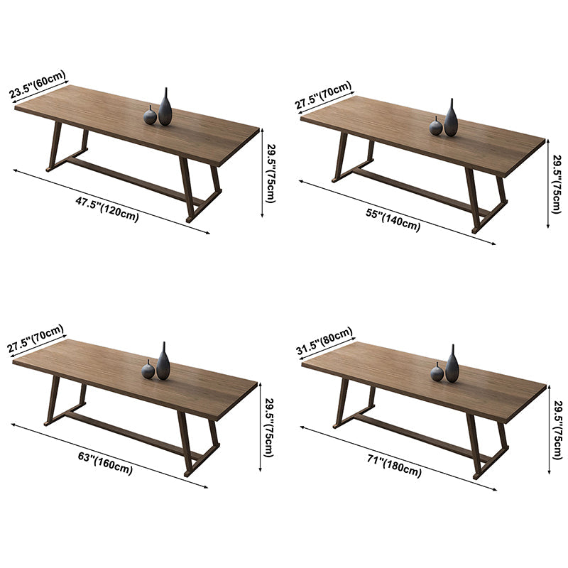 Pinewood Solid Wood Brown Tone Dining Table Simplicity Trestle Base Table for Dining Room Clearhalo ' dining_table' 'Dining Tables & Seating' 'Dining Tables' 'furn' 'furn_dining_table' 'Furniture' 'furniture_dining_table' 'Kitchen & Dining Furniture' 'kitchen&dining_furn' 'kitchen' 'kitchen_dining_table' 3739712