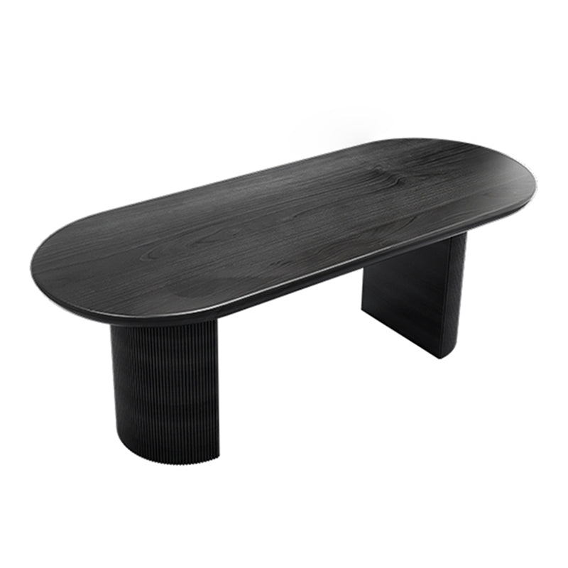 Solid Wood Contemporary Oval Table Black Wood Top Table for Dining Room Without Chairs Clearhalo ' dining_table' 'Dining Tables & Seating' 'Dining Tables' 'furn' 'furn_dining_table' 'Furniture' 'furniture_dining_table' 'Kitchen & Dining Furniture' 'kitchen&dining_furn' 'kitchen' 'kitchen_dining_table' 3739721