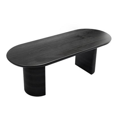 Solid Wood Contemporary Oval Table Black Wood Top Table for Dining Room Without Chairs Clearhalo ' dining_table' 'Dining Tables & Seating' 'Dining Tables' 'furn' 'furn_dining_table' 'Furniture' 'furniture_dining_table' 'Kitchen & Dining Furniture' 'kitchen&dining_furn' 'kitchen' 'kitchen_dining_table' 3739721